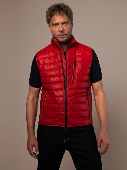 Mens leather clearance down vest